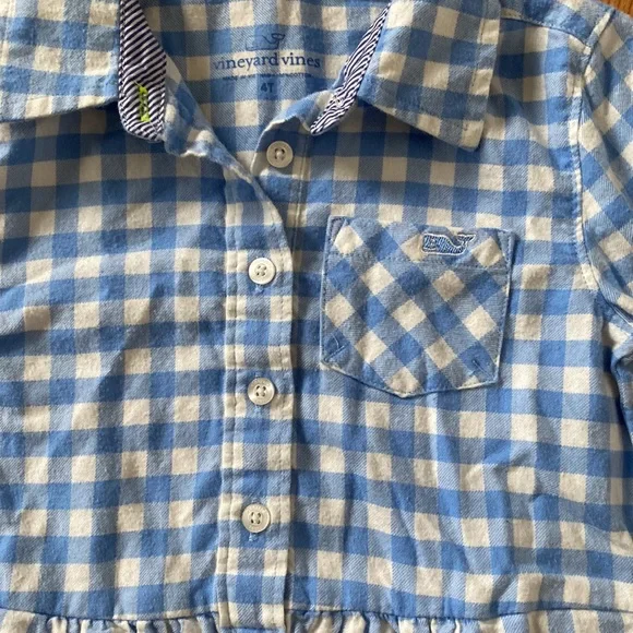 Vineyard Vines | blue plaid flannel shirtdress 4T - Picture 2 of 7